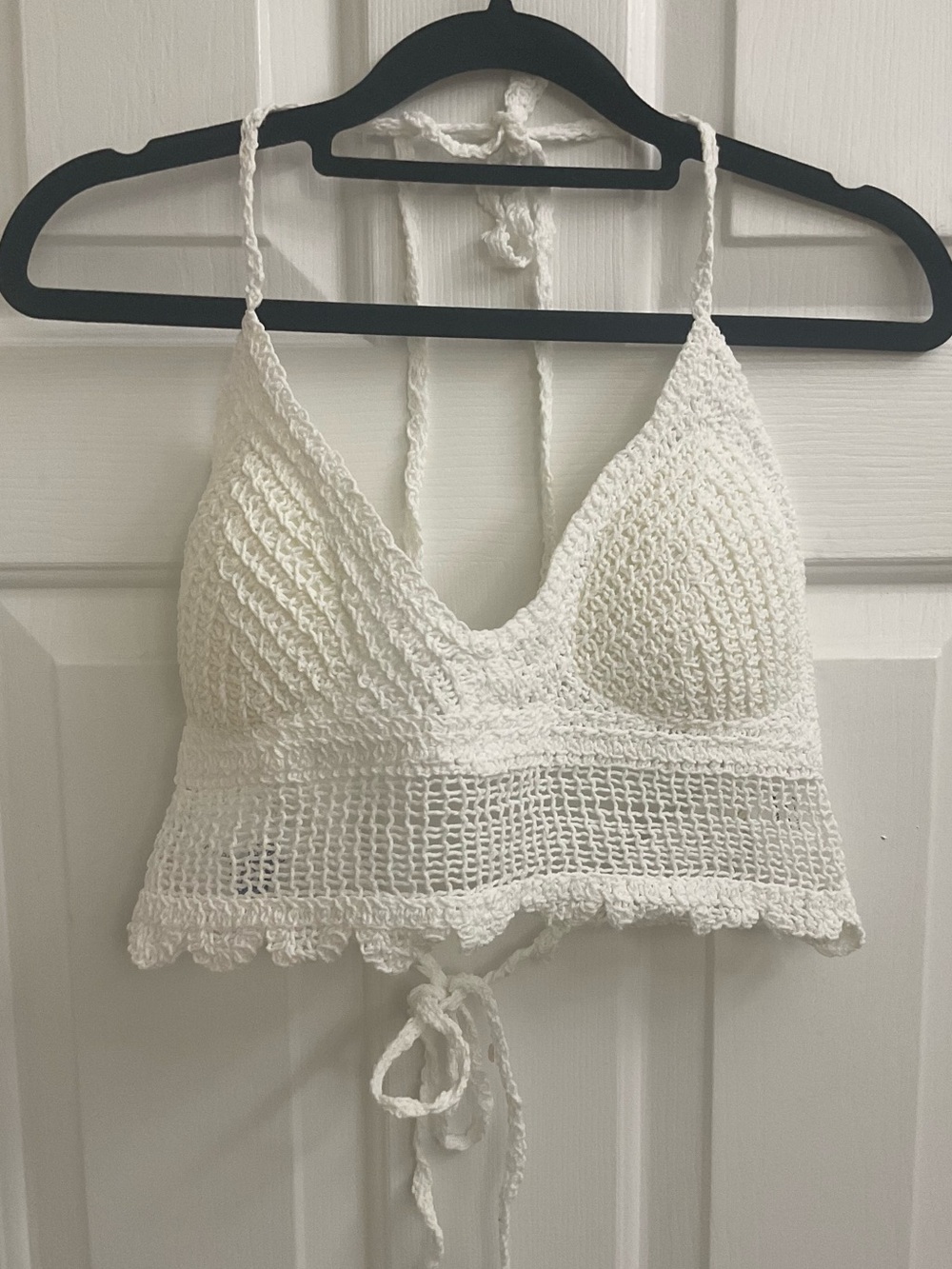 AMERICAN FLIRT Cotton Crochet Bralette Cropped Top Size L
